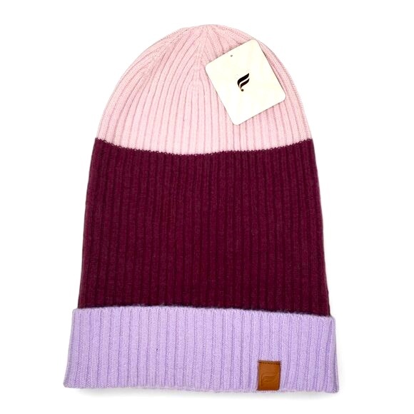 NWT Fabletics Cashmere Blend Beanie Unisex Color Panel Ribbed Winter Wear OS - Picture 1 of 6